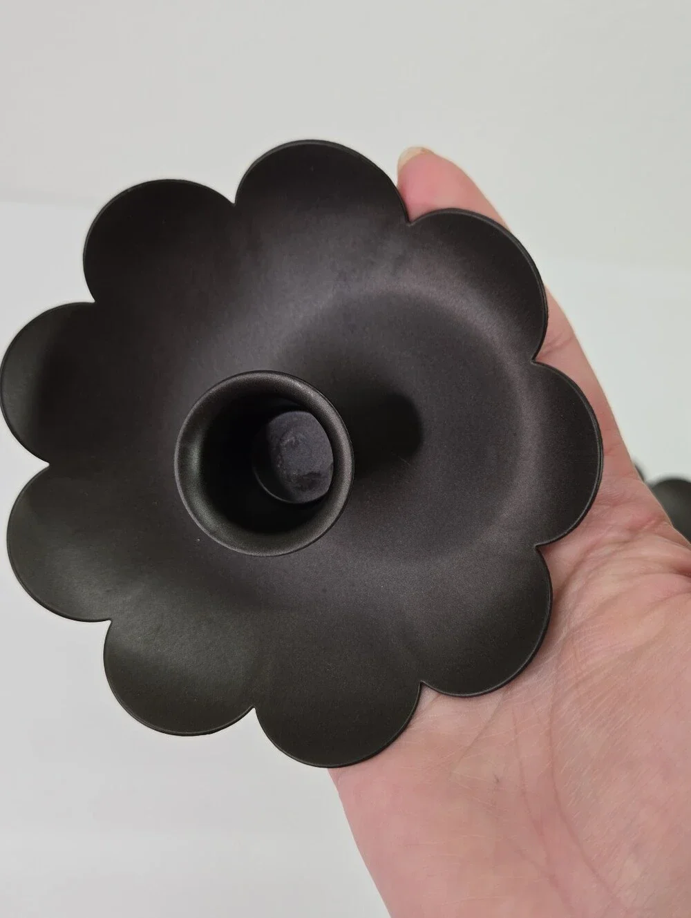 PartyLite Black Metal Scallop Flower Taper Candle Holders Creative Capers Set 2